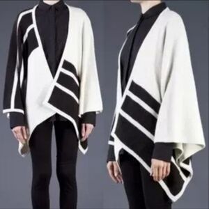 Brochu Walker Alpaca Wool Color Block Open City Cap Poncho Women's Size OS